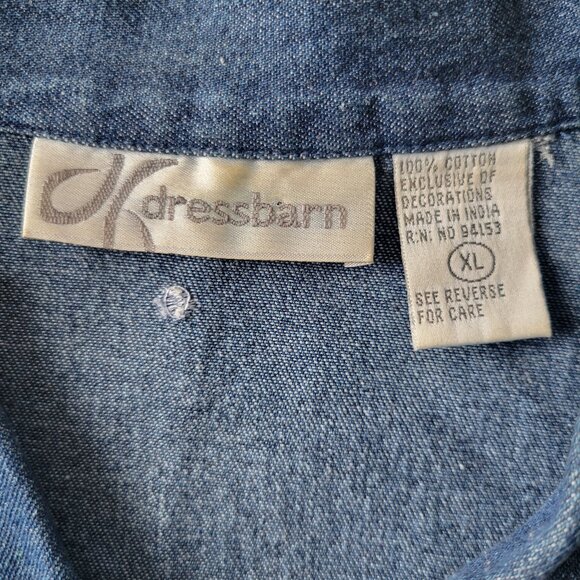 Vintage Dressbarn Denim Button-down Christmas/Holiday/Snowman Top Women’s XL - Picture 4 of 8